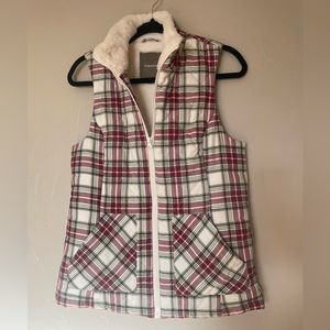 Maurice’s plaid faux fur winter vest.